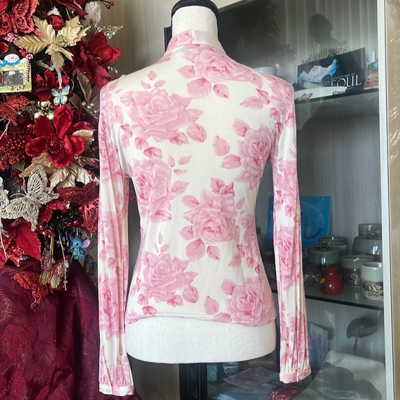 Banana Republic Pink Rose Blouse with front Tie - Picture 9 of 14